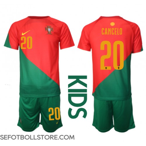 Portugal Joao Cancelo #20 Replika babykläder Hemmaställ Barn VM 2022 Kortärmad (+ korta byxor)